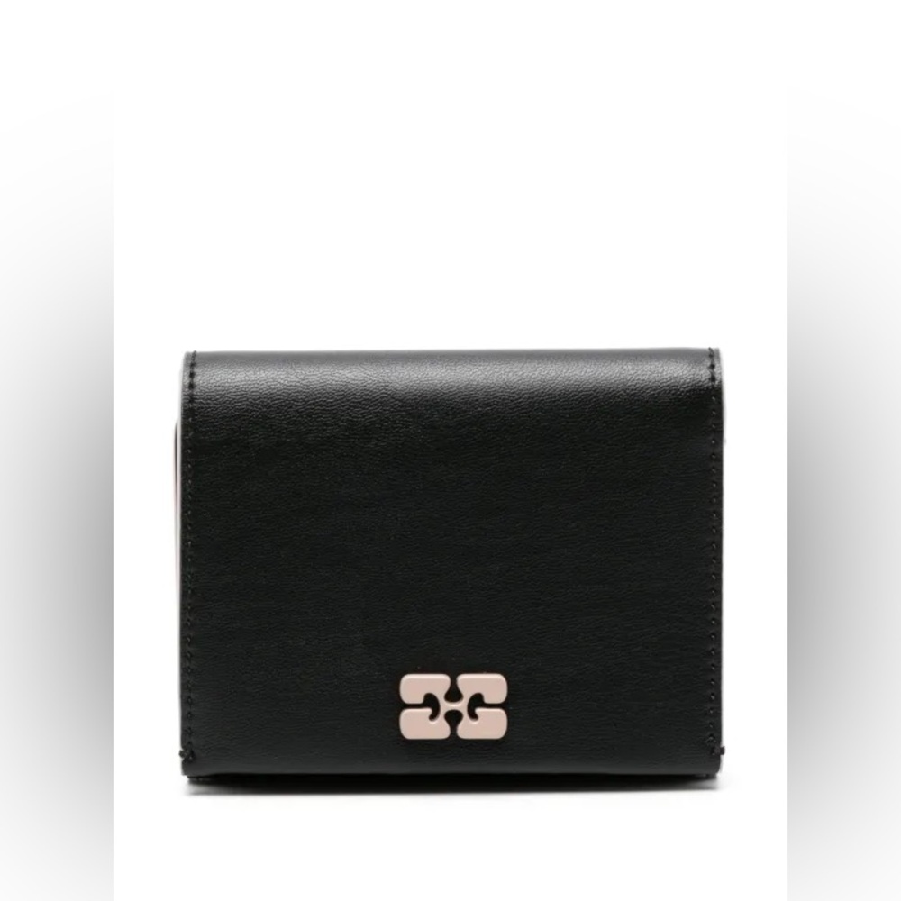 Ganni Black Wallet with Logo Accent